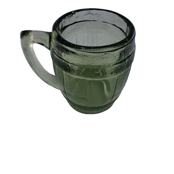 Green Glass Barrel‎ Mug Beer Stein Novelty Barware Drinking Glassware - Picture 2 of 7